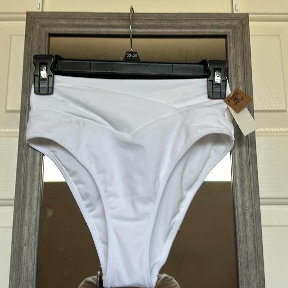 Pink High Waisted Cross Bikini Bottoms